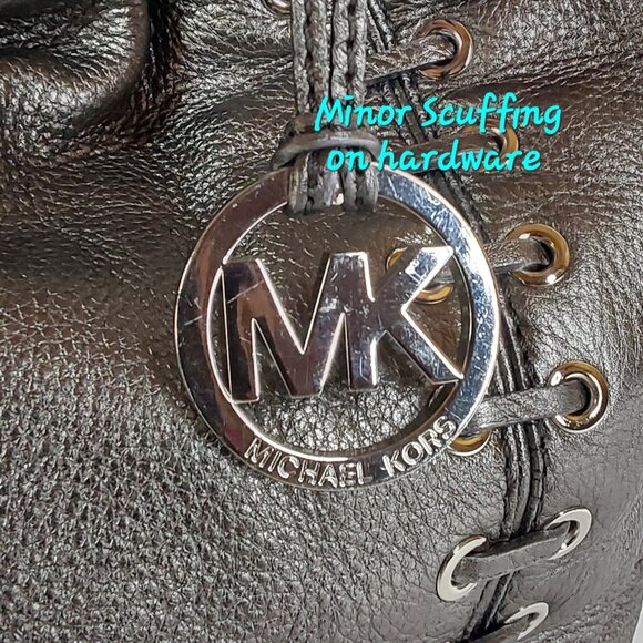 MICHAEL KORS 'ASTOR' GROMMET LEATHER TOTE BAG BRAIDED STRAPS CORSET STYLE - Picture 14 of 16